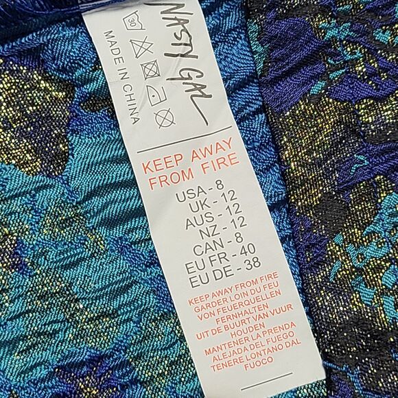 Nasty Gal Womens Skirt 8 Metallic Bracade Multicolor Boho Festival Glitter Party - Picture 6 of 9